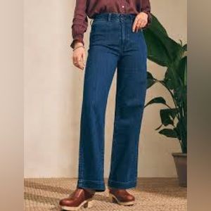 FAHERTY STRETCH TERRY PATCH POCKET WIDE LEG JEANS - SZ 29 -BRAND NEW